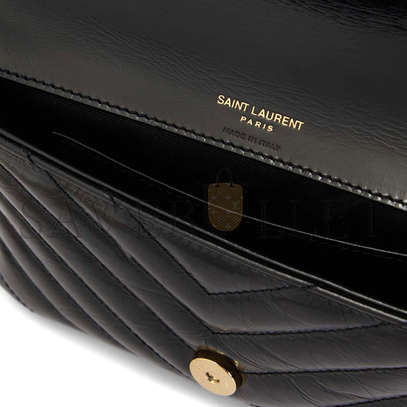 YSL COLLEGE MINI CHAIN BAG IN  OIL WAX LEATHER 779430 (20*13*3cm)